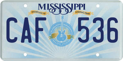 MS license plate CAF536