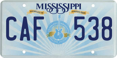 MS license plate CAF538
