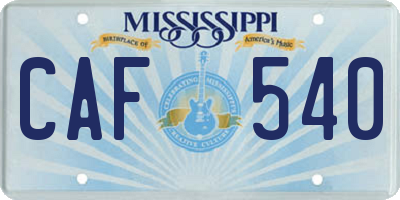MS license plate CAF540