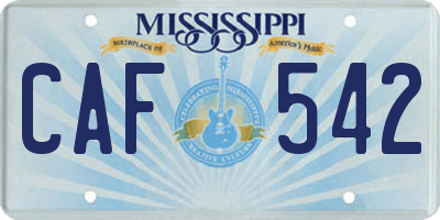 MS license plate CAF542
