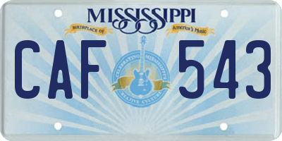 MS license plate CAF543