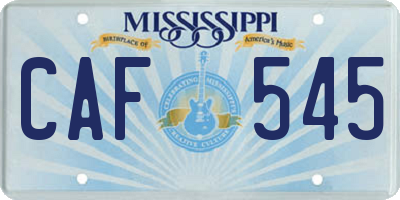 MS license plate CAF545