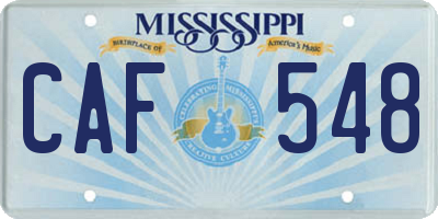 MS license plate CAF548