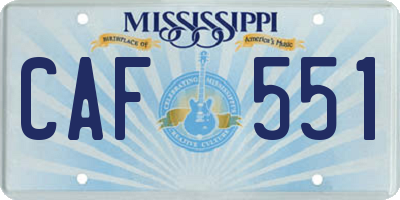 MS license plate CAF551