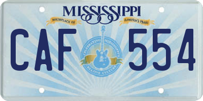 MS license plate CAF554
