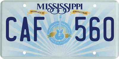 MS license plate CAF560