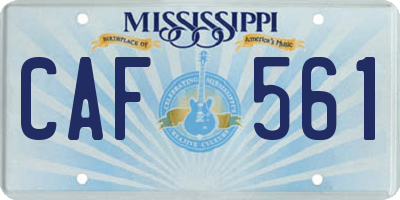 MS license plate CAF561