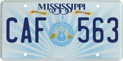 MS license plate CAF563