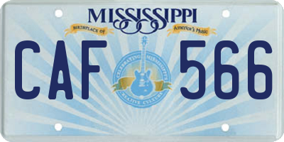 MS license plate CAF566