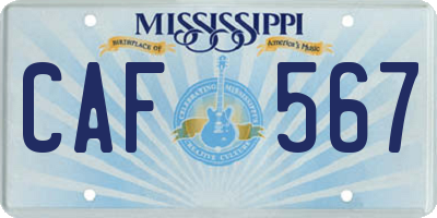 MS license plate CAF567