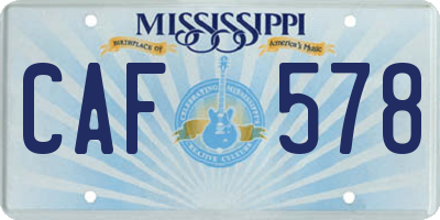 MS license plate CAF578