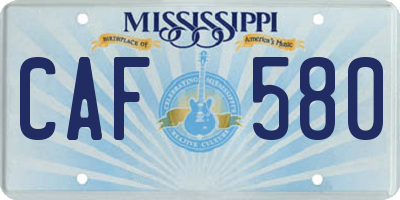 MS license plate CAF580