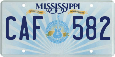MS license plate CAF582
