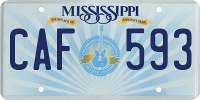 MS license plate CAF593