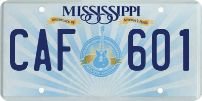 MS license plate CAF601