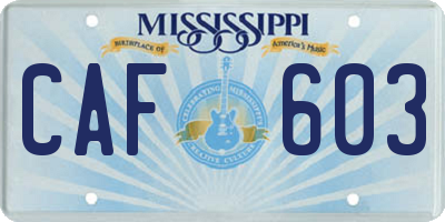 MS license plate CAF603