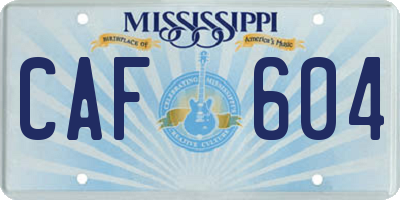 MS license plate CAF604