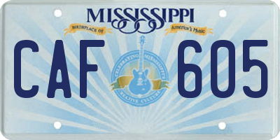 MS license plate CAF605