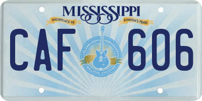 MS license plate CAF606