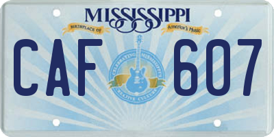 MS license plate CAF607