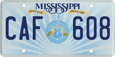 MS license plate CAF608