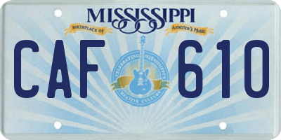 MS license plate CAF610