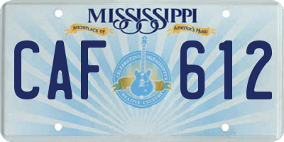 MS license plate CAF612