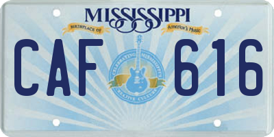 MS license plate CAF616
