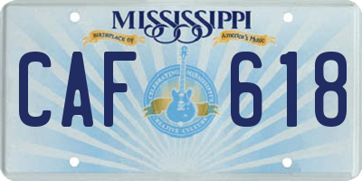 MS license plate CAF618