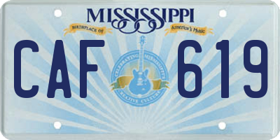 MS license plate CAF619