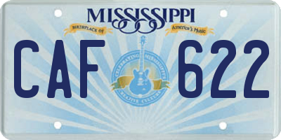 MS license plate CAF622