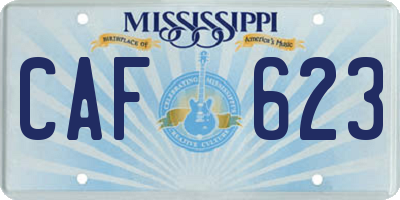 MS license plate CAF623
