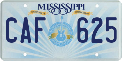 MS license plate CAF625