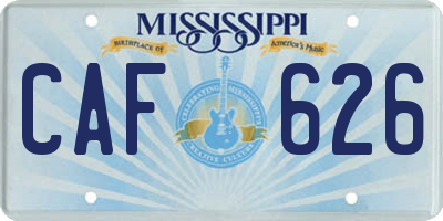 MS license plate CAF626