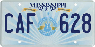MS license plate CAF628