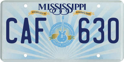 MS license plate CAF630