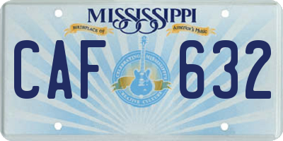 MS license plate CAF632