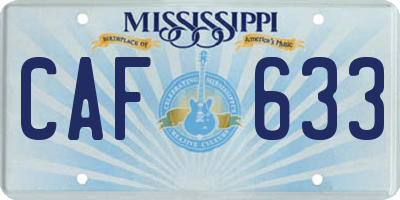 MS license plate CAF633