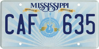 MS license plate CAF635