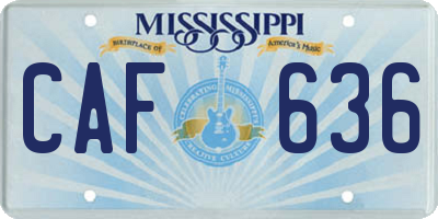 MS license plate CAF636