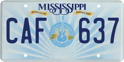 MS license plate CAF637