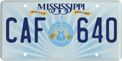MS license plate CAF640
