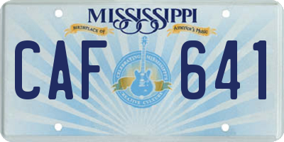 MS license plate CAF641