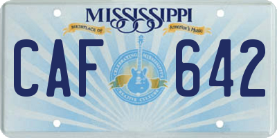 MS license plate CAF642