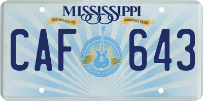MS license plate CAF643