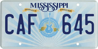 MS license plate CAF645