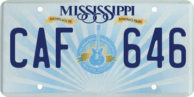 MS license plate CAF646