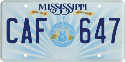 MS license plate CAF647