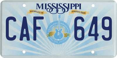 MS license plate CAF649