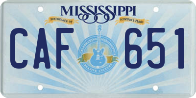 MS license plate CAF651